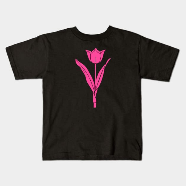 Tulip Flower Hot Pink Color Kids T-Shirt by Pattern Plans